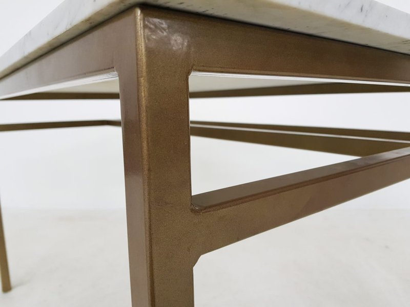 Vintage design metal and marble dining table or desk
