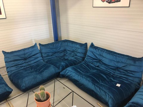Ligne roste togo sofa petroleum blue velvet