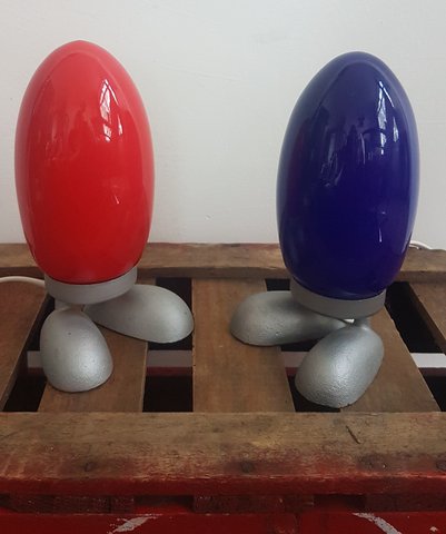 2 x Vintage Fjorton Dino Eggs lamp