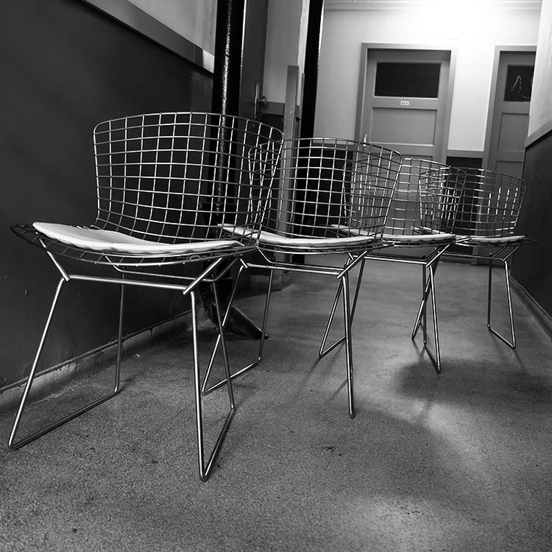 4 vintage chrome Side chairs by Harry Bertoia for Knoll.
