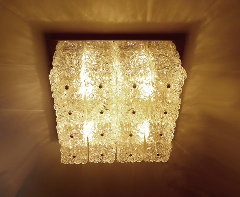Zeer Grote Vintage Limburgse Bubbel Glas Plafondlamp