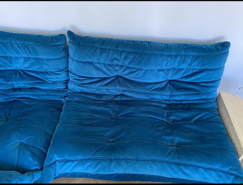 Ligne roste togo sofa petroleum blue velvet