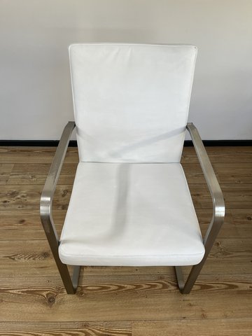 2x White leather design chairs
