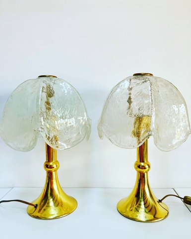 2x Vintage mushroom tafellampen