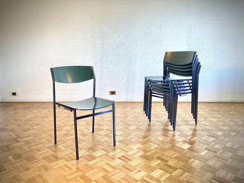 6x Gijs Van Der Sluis stacking chairs