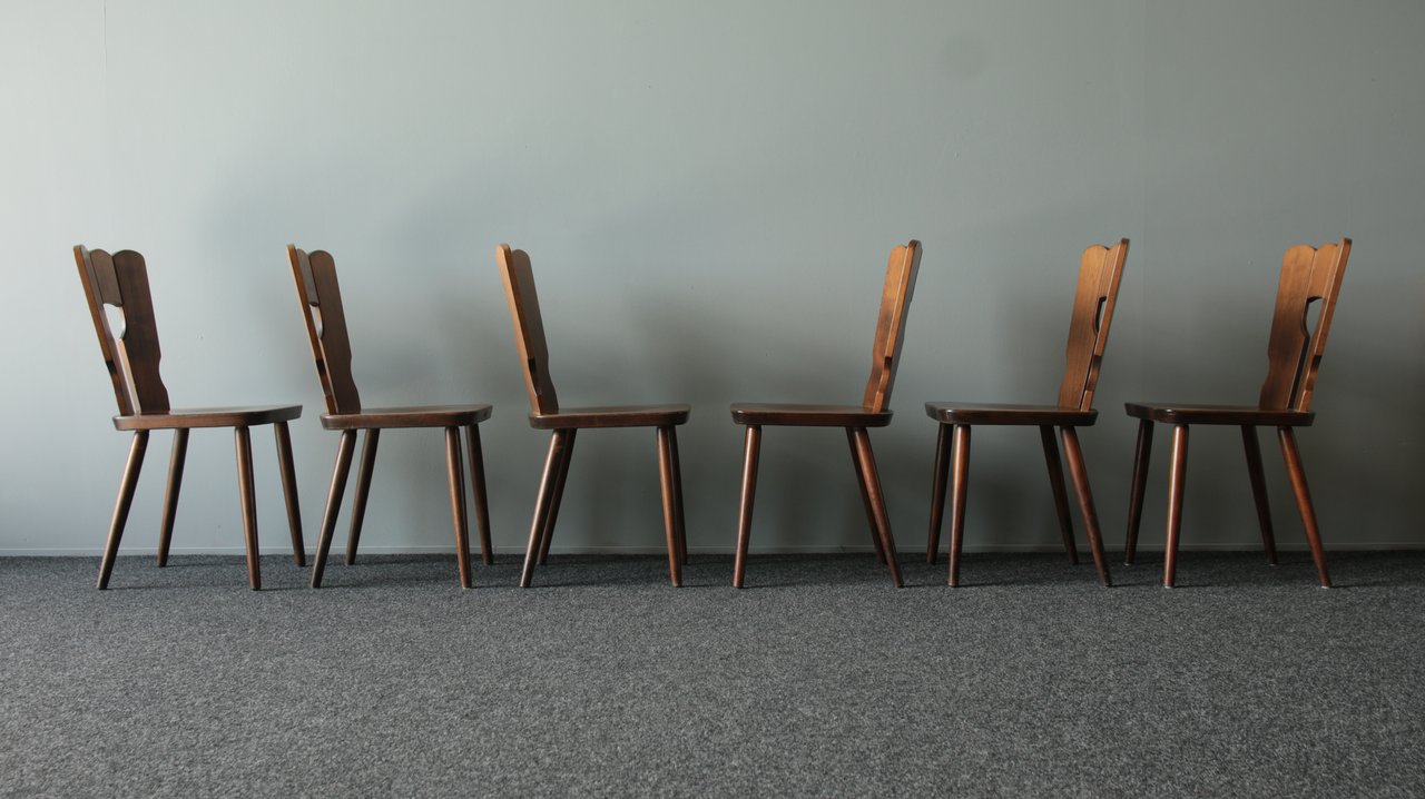 Image 12 of 6x Vintage Brutalist cafe chairs