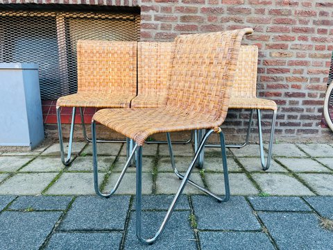 4x Gispen Diagonal chairs 2A by Rietveld