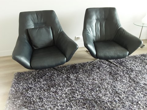 2x Rolf Benz armchairs + footstool