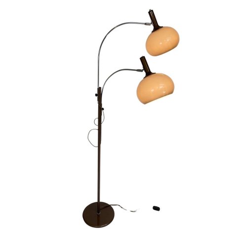Dijkstra – Seltenes Modell – Space Age Design / MCM Stehlampe mit zwei Schirmen