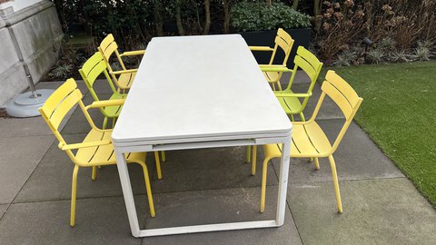 Fermob Biarritz garden table + 6 fermob Luxembourg chairs
