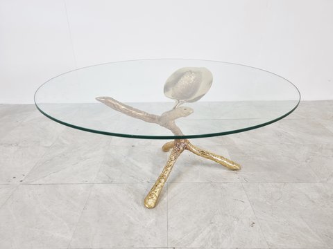 Brass leaf coffee table, 1970s
