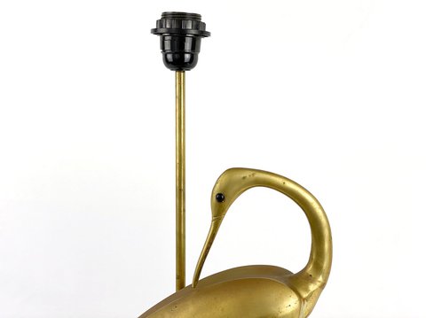 Hollywood Regency brass crane bird table lamp / lamp base