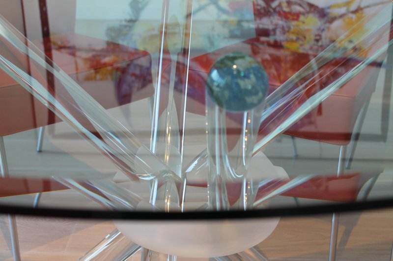 Glazen tafelblad met facetrand