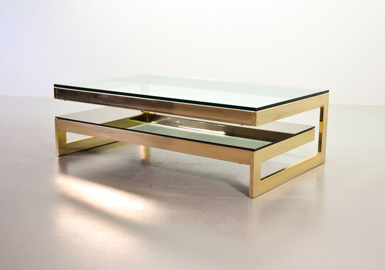 Belgo-Chrom Architectural G-Table 23 Karat vergoldet mit Glasplatten image 5