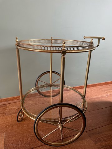Vintage regency brass bar cart