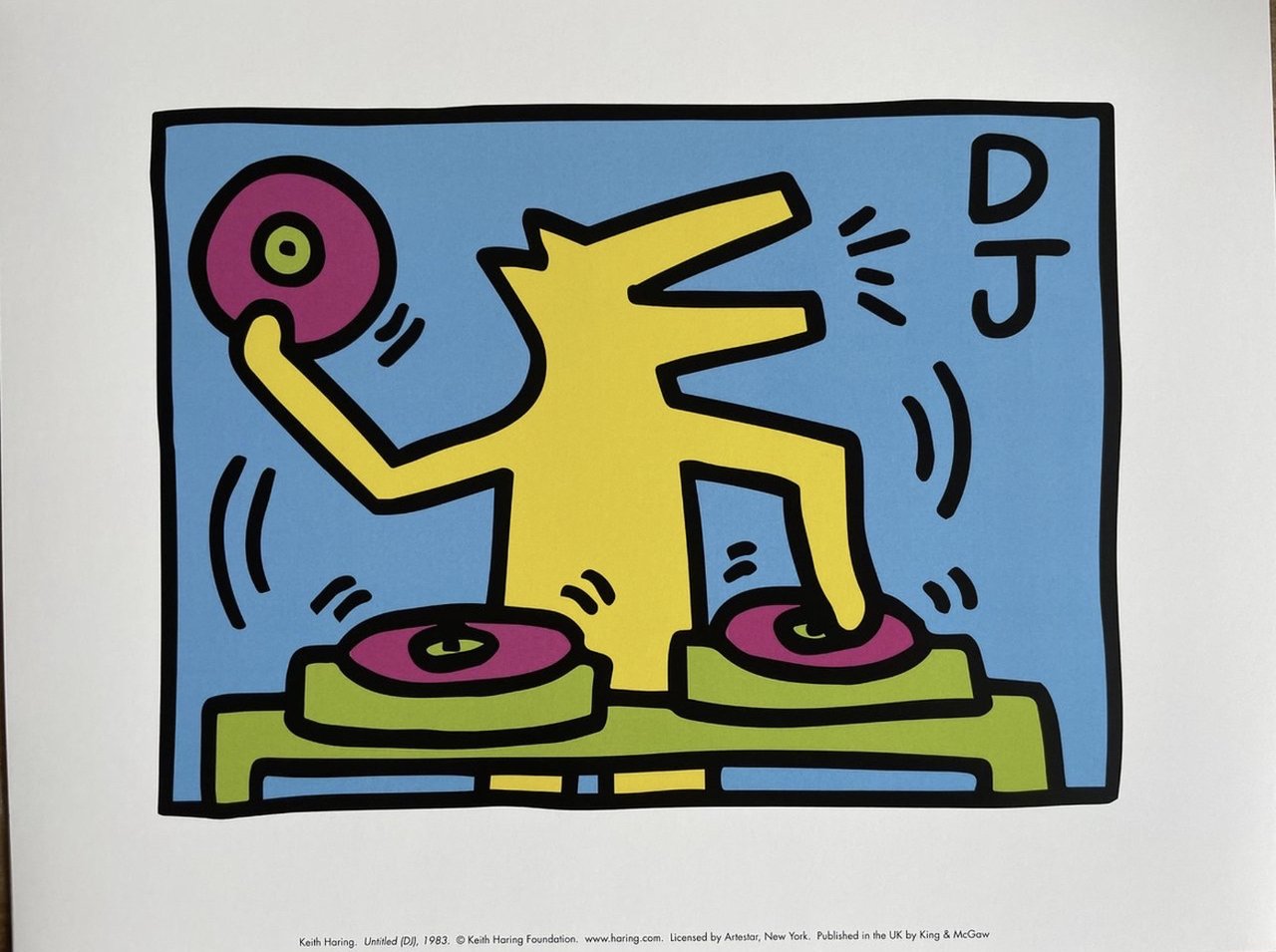 Image 4 of Keith Haring (naar) - Untitled (DJ), 1983, onder licentie van Artestar NY, gedrukt in het VK
