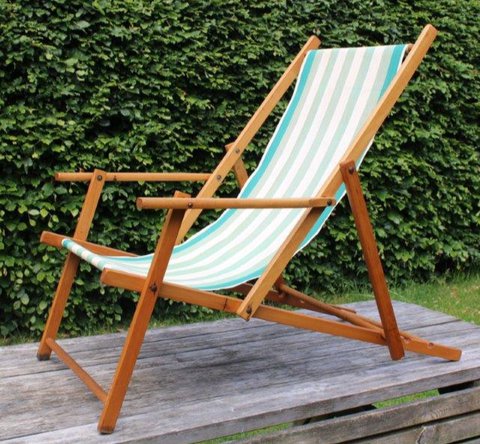 vintage houten strandstoel uit de jaren 60, in nette en originele staat