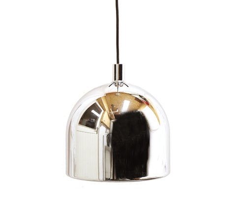 Vintage Chrome Hanging Lamp in Puristic Design by Staff, 1970s