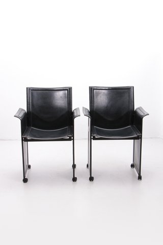 Matteo Grassi Korium armchair black leather, 1970