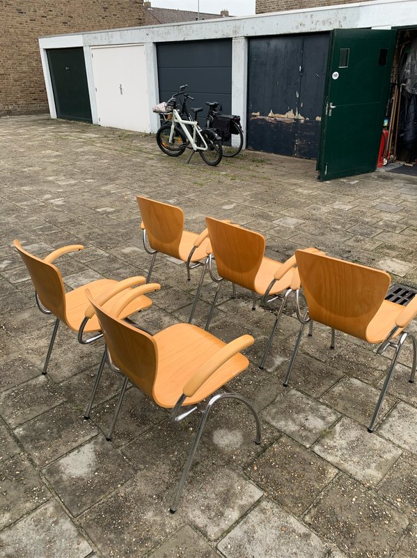 5 Beech Bendwood arm chairs