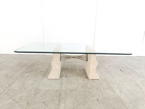 Vintage lime stone coffee table, 1990s