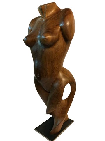 Vrouwelijke buste - houten beeld / sculptuur