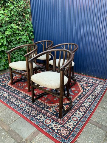 4 x Vintage rotan bamboe stoelen