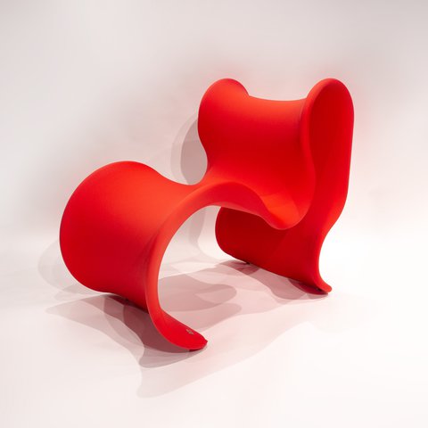 Poltrona Busnelli Fiocco fauteuil, ontwerp Gianni Pareshi, rood