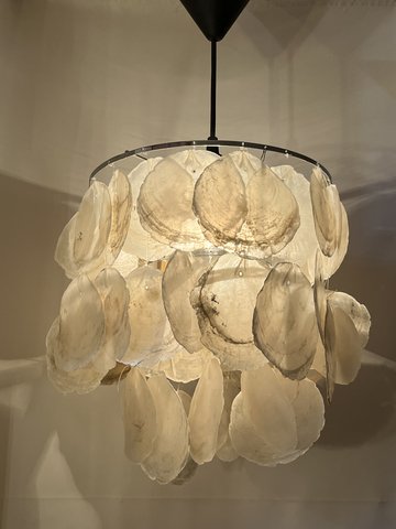 Vintage capiz shell hanging lamp