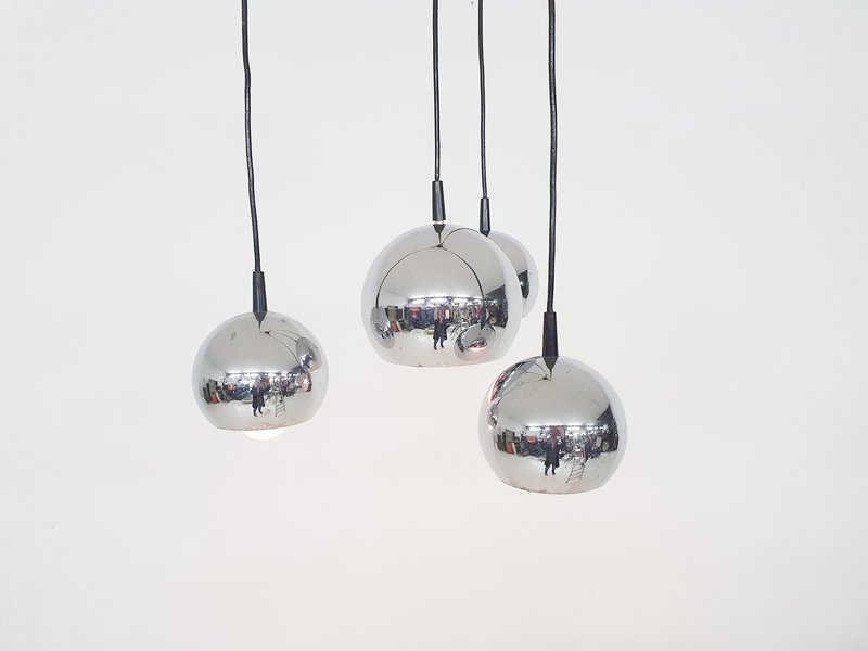 Mid-century silver globes pendant light