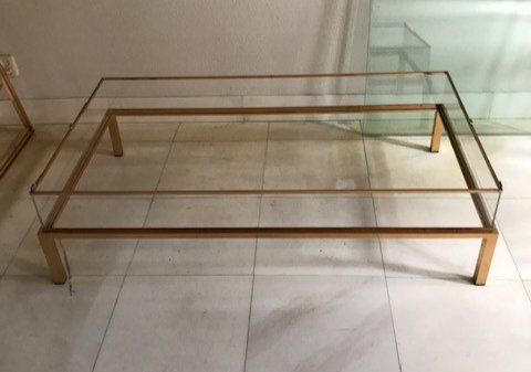 Glass and Brass Seating Table