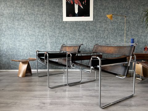 2x Bononia/Gavina Wassily B3 Chairs by Marcel Breuer