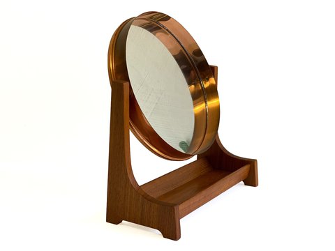 Vintage Scandinavische tafel spiegel / make-up spiegel
