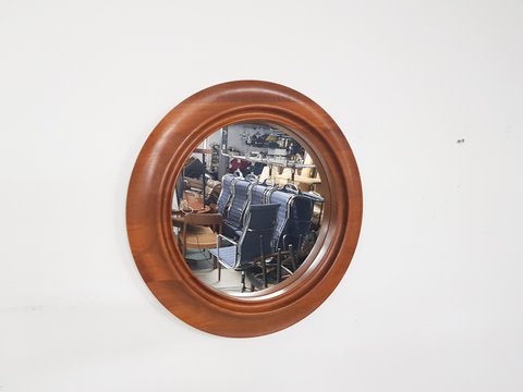 Danish teak round mirror