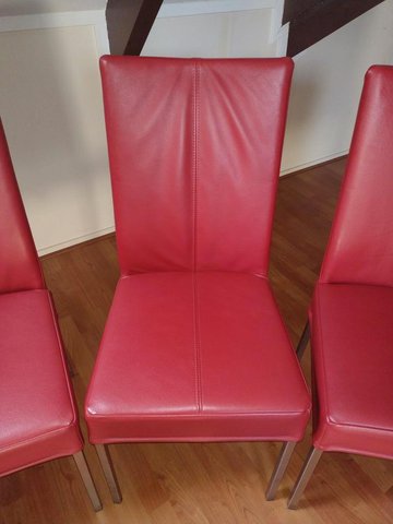 8 x HVS rood leren stoelen