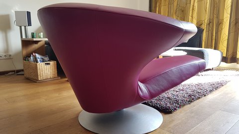 Armchair Leolux parabolica - leather senso orchid