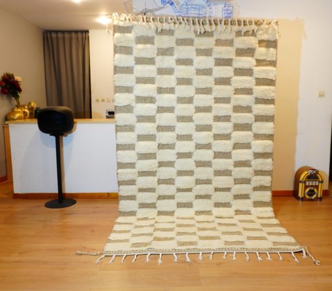 Berber rug - 249 cm x 146 cm - white wool
