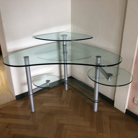 BEAN design Glass desk, with Ibiza design leather chair