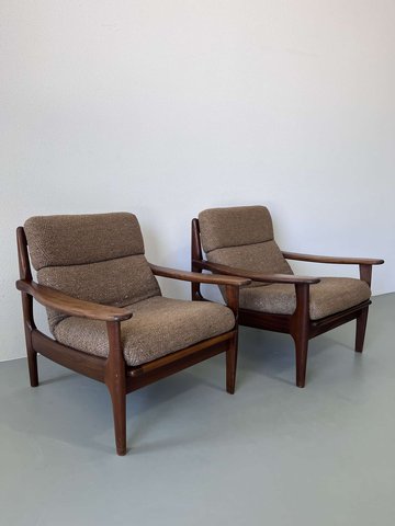 2x Deense vintage fauteuils teak