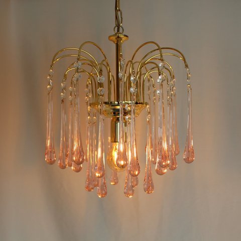 Vintage druppellamp - roze