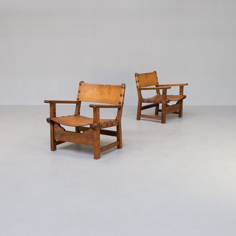 2 x vintage brutalist armchairs