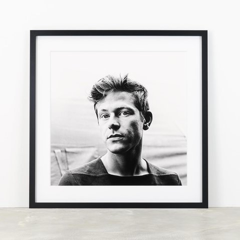 J. van der Velde - Boy with a Crest - Black&White Photo in Big Black Wooden Frame