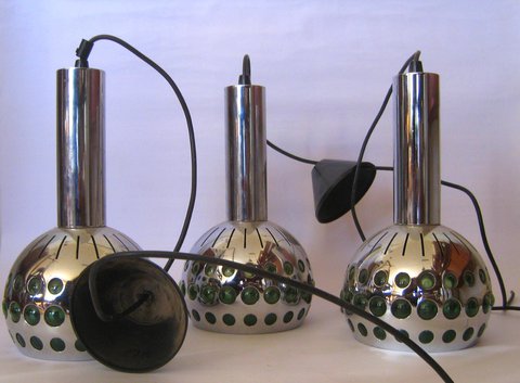 3x vintage sixties space age hanglampen