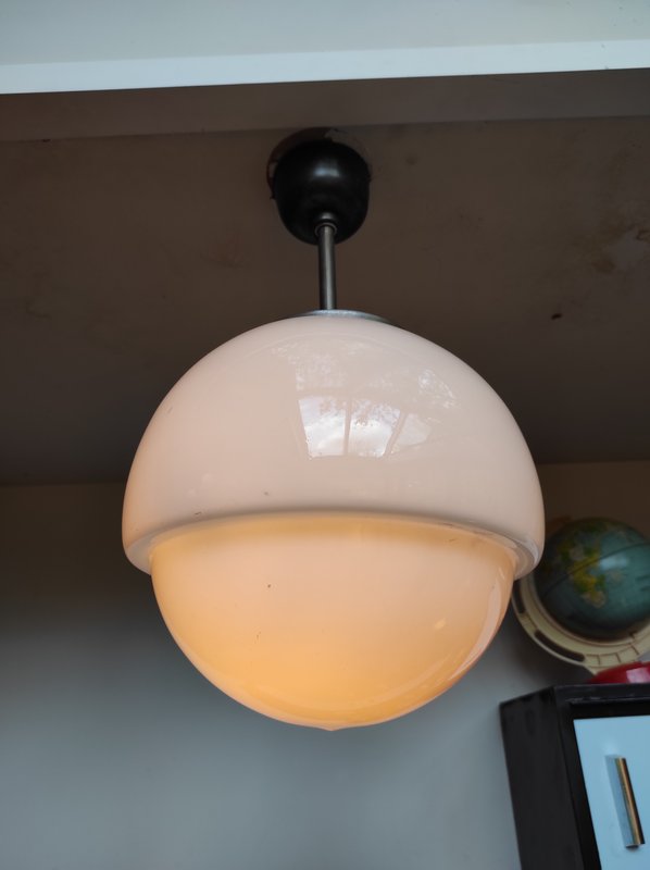 1940 Opaline acorn ceiling lamp