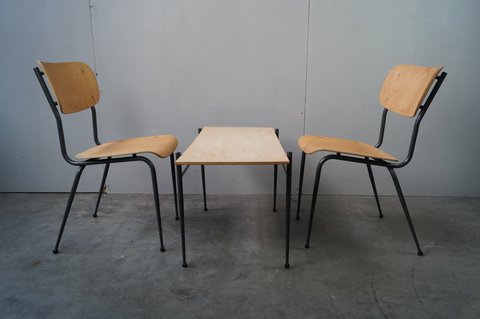 Vintage set 2x stoel + tafel