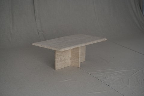 Solid travertine coffee table