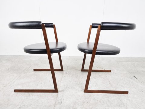 2x Modernist copper armchairs, set