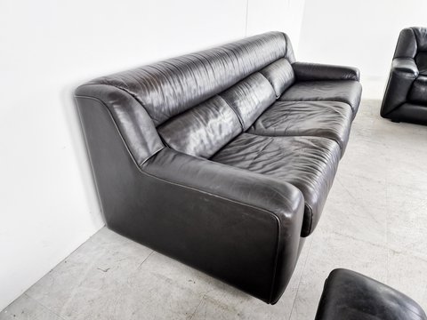Vintage leather DS42 sofa set by De Sede, 1970s