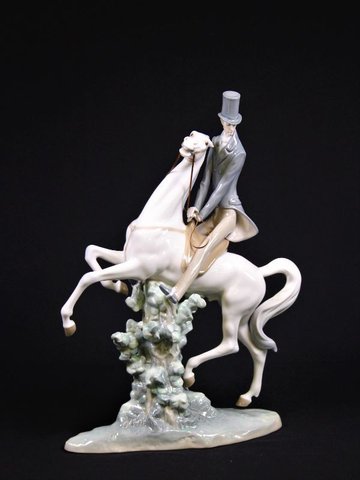 Groot porseleinen beeld Ruiter te paard - Lladro - Spain
