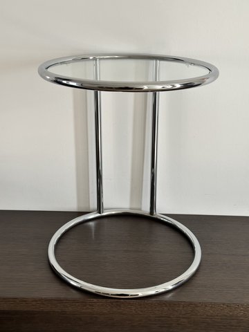 Vintage side table chrome and glass